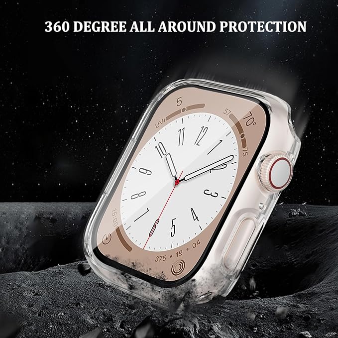 QCKANLJ 2 Pack Waterproof Case Compatible with Apple Watch 40mm SE3/SE2/SE/6/5/4 with Tempered Glass Screen Protector, Full Protective Hard PC Face Cover for iWatch 40 mm Starlight*2 - Image 3