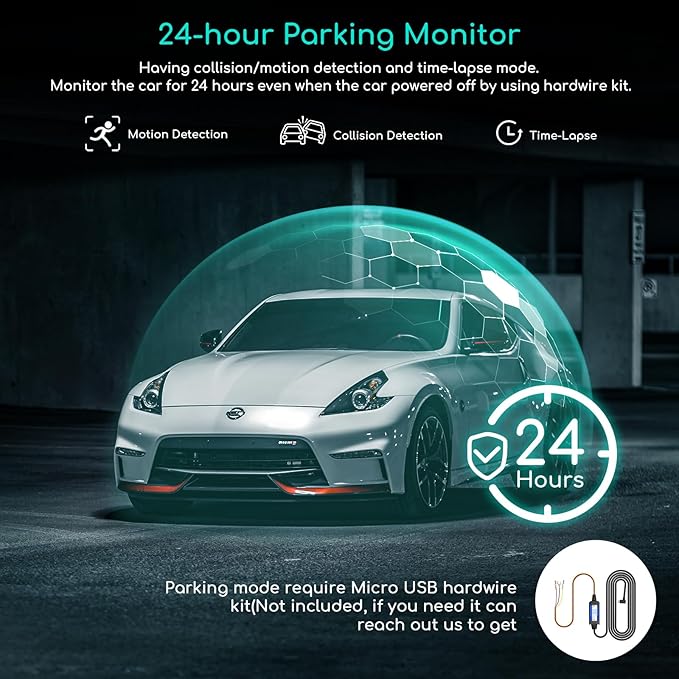 COOAU 4K Dash Cam with 256GB Card & GPS Wi-Fi, D30S Dual Dash Cam Front and Inside 2.5K+1080P, Dashcam with Infrared Night Vision, Dash Camera with 4 IR LEDs, G-Sensor, Parking Mode, Loop Recording - Image 9