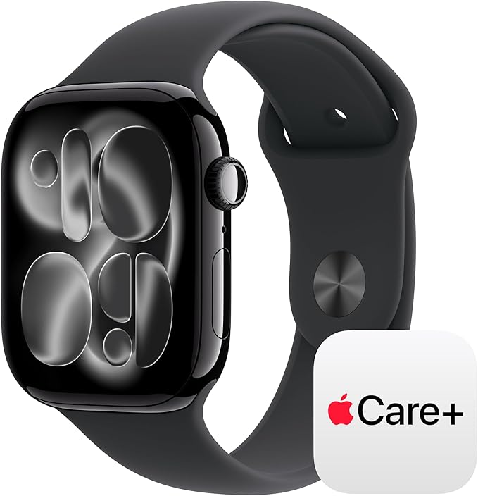Apple Watch Series 11 [GPS 46mm] Smartwatch with Jet Black Aluminium Case with Black Sport Band - M/L. Sleep Score, Fitness Tracker, Health Monitoring with AppleCare+ (2 Years) by Apple