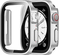 Amizee 2 Pack Compatible with Apple Watch Series 9 8 7 45mm Case with Built-in Screen Protector, Ultra-Thin Hard PC Straight Edge Anti-Scratch Protective Cover for iWatch (Matte Silver) by Amizee