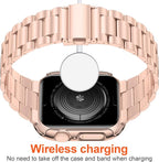 iiteeology Compatible with Apple Watch Band 42mm Series 11 Series 10, Upgraded Stainless Steel Band with iWatch Screen Protector Case for Men Women Rose Gold/Rose Gold - Image 3