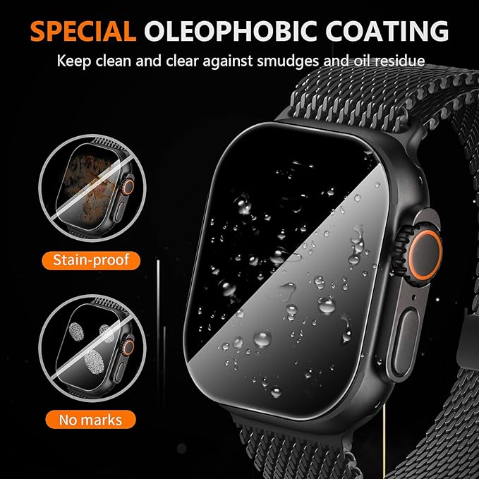 Suoman 6-Pack for Apple Watch Series 7/8/9 45mm Privacy Screen Protector, [Not Glass] [Anti-peeping] Flexible TPU Soft Protective film - Image 3