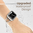 [2 in 1] Waterproof Bling Case Compatible for Apple Watch 40mm Series 6/5/4/SE with Tempered Glass Screen Protector, Women Glitter Diamond Rhinestone Bumper 360 Protective Hard PC Cover for iWatch - Image 2