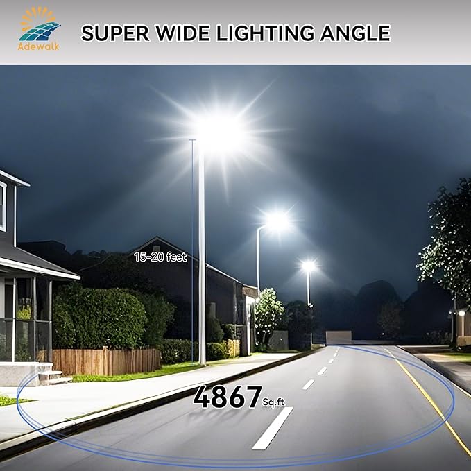 6000W Solar Lights Outdoor Waterproof, 7000K Dusk to Dawn Outdoor Solar Street Light Motion Sensor with Remote, LED Security Flood Light for Outside Garden Yard Pathway Garage Parking Lot, 2 Pack - Image 4