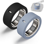 Protector Compatible for Oura Ring 4/Gen 4 Ceramic/Gen 3 Cover,Silicone Anti-Scratch Elastic Ring Finger Case Woking Out Gym for Women Men- Black+Blue-S for 4/5/6/7 by Snyeest