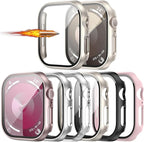 6 Pack for Apple Watch Series 11(2025 Series 10 42mm Case with Tempered Glass Screen Protector,JZK Slim Guard Bumper Hard PC Protective Cover HD Ultra-Thin Case for iWatch 42mm Accessories by JZK