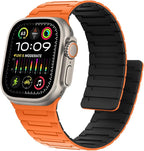 Bisikor Magnetic Bands Compatible with Apple Watch Band 49/46/45/44/42/41/40/38mm Men Women Silicone Sport Wristband for iWatch Ultra SE Series 11 10 9 8 7 6 5 4 3 (42/44/45/46/49, Orange/Black) by Bisikor
