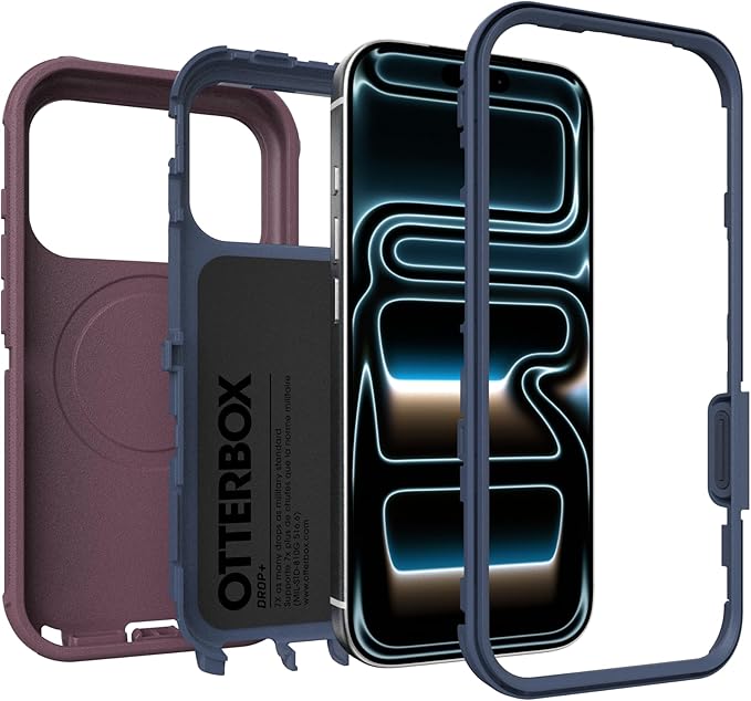 OtterBox iPhone 17 Pro (Only) - Defender Series Case - Tulipwood Glow (Purple & Blue) - Snaps on MagSafe - Tough - Rugged & Durable - Image 5