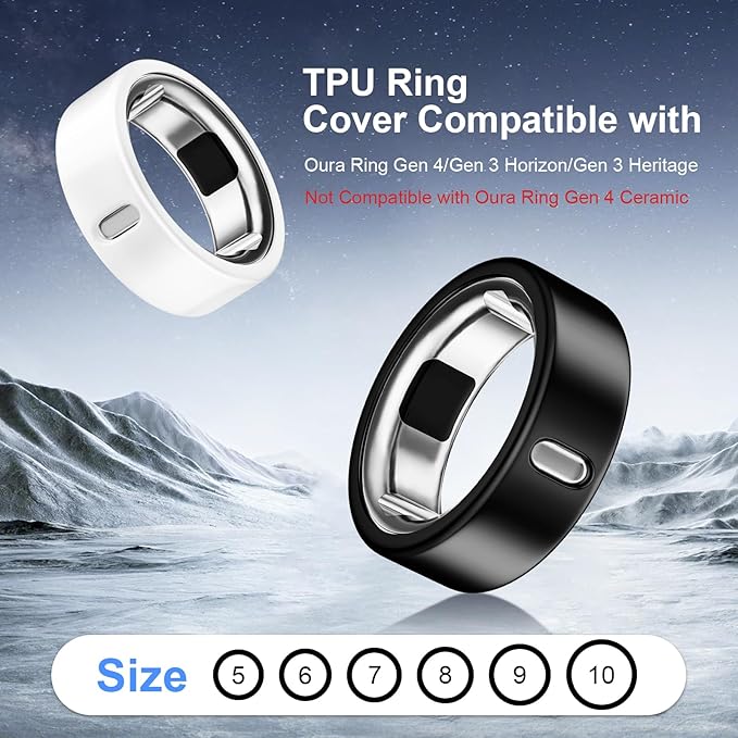 8 Pack Cover Compatible with Oura Ring Gen 4/Oura Ring Gen 3 Horizon/Heritage,Charging Derectly,Matte Texture Wear-Resistant Anti-Scratch TPU Protector for Oura Rings Women Men（C,Size 8 - Image 2