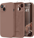 Magnetic for iPhone 13 Case, Compatible with MagSafe, [Full Camera Protection][Screen Protector] Silicone Shockproof Protective Phone Case for iPhone 13 6.1", Brown by SUYDANBOX