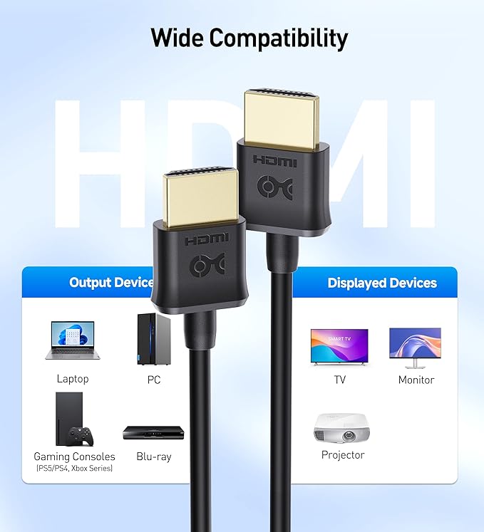 Cable Matters 2-Pack Ultra Thin HDMI Cable 10 ft, Support 4K@60Hz, Ultra Slim HDMI Cable 4K Rated with Ethernet, HDR Support for PS5, Xbox Series X/S, RTX4090/3090, RX 7900/7800, Apple TV, and More - Image 6