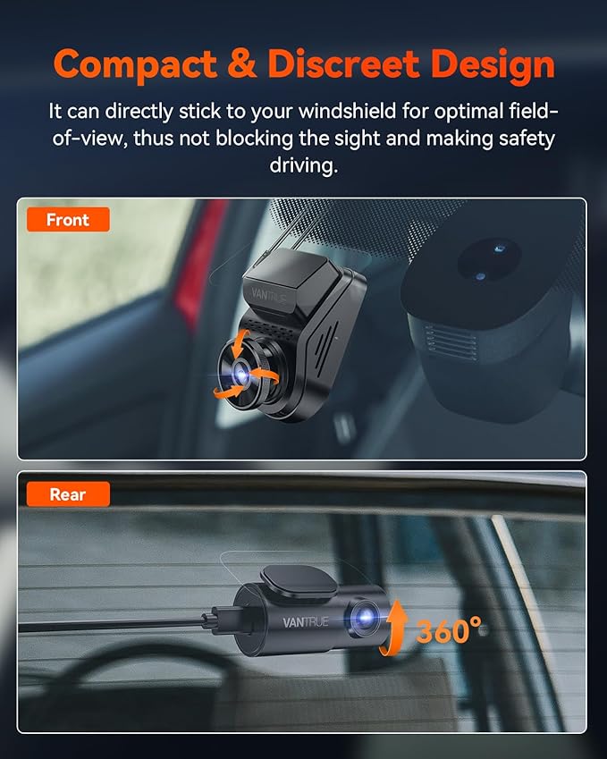 【Bundle: Vantrue S1 PRO Dual Dash Cam + Vantrue Hardwire Kit】 2.7K Front and Rear 5G Wi-Fi Dash Cam, 1944P Dual Hidden Dash Camera for Cars, STARVIS 2, Voice Control - Image 4