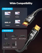 Highwings 8K Fiber Optic Long HDMI Cable 40FT, 48Gbps HDMI 2.1 Ultra High Speed HDMI Cord Braided -8K@60Hz 4K@120Hz Dynamic HDR/eARC/HDCP 2.2&2.3/3D, Compatible for PS5/Monitor/Projector/DVD Player - Image 8
