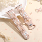 Lerobo Floral Band Compatible with Apple Watch Bands for Women 40mm 41mm 38mm 42mm 44mm 45mm 46mm 49mm, Engraved Cute Bow Soft Silicone Sport Strap for iWatch Series 11 10 9 8 7 6 5 4 3 2 1 SE Ultra - Image 7