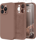 Magnetic for iPhone 14 Pro Case, Compatible with MagSafe, [Full Camera Protection][Screen Protector] Silicone Shockproof Protective Phone Case for iPhone 14 Pro 6.1", Brown by SUYDANBOX