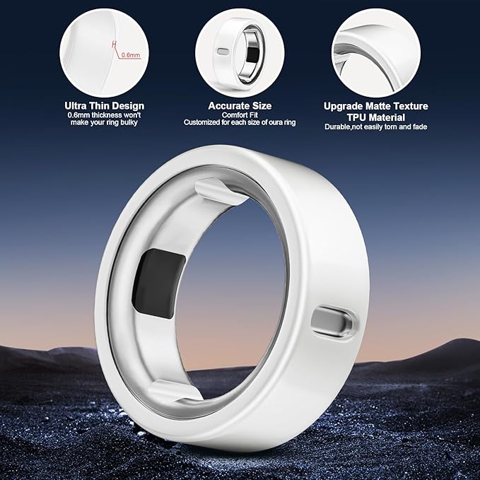 8 Pack Cover Compatible with Oura Ring Gen 4/Oura Ring Gen 3 Horizon/Heritage,Charging Derectly,Matte Texture Wear-Resistant Anti-Scratch TPU Protector for Women Men Working Out Gym(E,Size 13) - Image 2