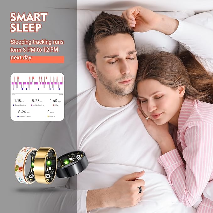 Smart Ring Health Tracker for Women Men, Sleep Tracker with Heart Rate,SpO₂,Blood Pressure, Fitness Ring for Activity Monitoring, No Subscription, Step Tracker Ring for ios&Android (Enamel color,#10) - Image 6