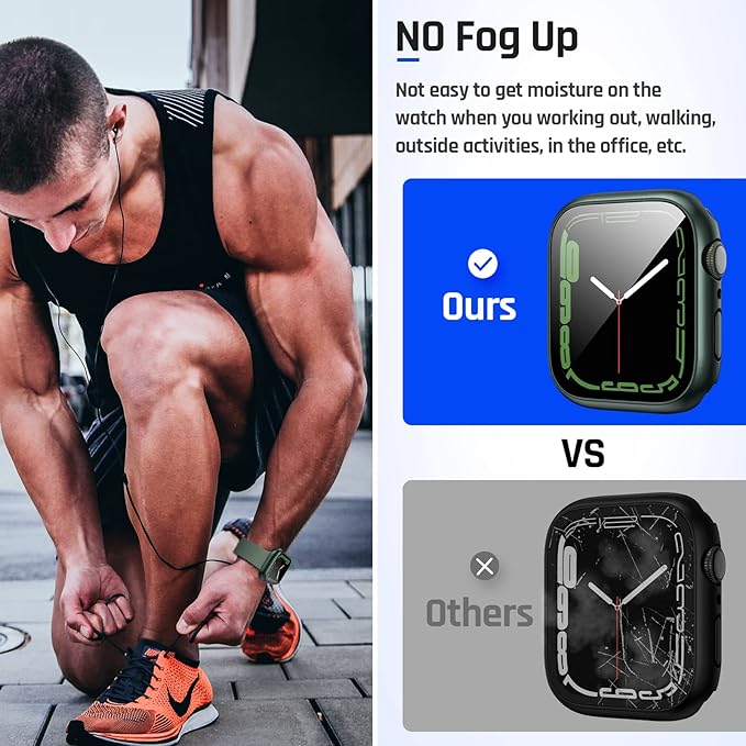 Goton 2 in 1 Waterproof Case for Apple Watch Series 9 8 7 Screen Protector 41mm, 360 Protective Glass Face Cover Hard PC Bumper + Back Frame for iWatch Accessories 41 mm - Image 5
