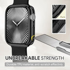 JR.DM 44mm Soft Flexible TPU Case Compatible for Apple Watch Series 6/5/4/SE Touchable Screen Lightweight Anti-Scratch All-Around Protector Thin Guard Shockproof Cover Shiny Bumper for iWatch, Black - Image 5