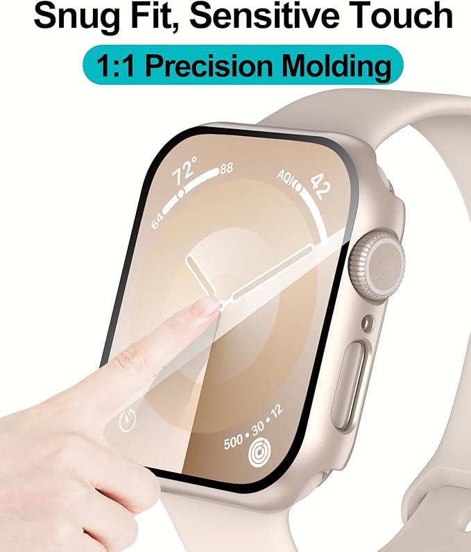 Smiling 2 Pack Case Compatible with Apple Watch SE 3 (2025)/ SE 2/ SE/Series 6/5/4 44mm with Tempered Glass Screen Protector, Hard PC Case Overall Protective Cover- Starlight - Image 5