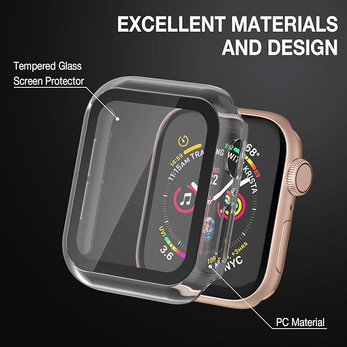 Case Compatible with Apple Watch 40MM Series 6/5/4/SE with Built-in Tempered Glass Screen Protector, All-Around Ultra-Thin Bumper Full Cover Hard PC Protective Case for iWatch - Image 5