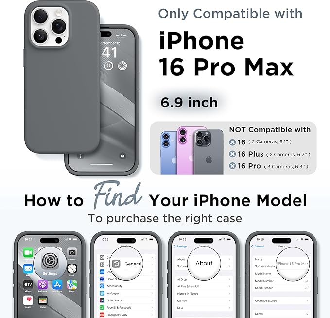 GolbinBox Magnetic for iPhone 16 Pro Max Case, Compatible with MagSafe, [Soft Anti-Scratch Microfiber Lining], Liquid Silicone Shockproof Protective Phone Case for iPhone 16 Pro Max, Deep Grey - Image 2