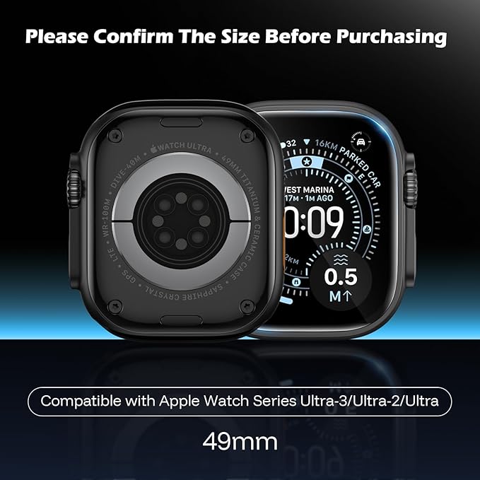 JULK 6-Pack for Apple Watch Ultra 3 Screen Protector, Flexible Film Non-Bubbles Soft TPU Face Screen Protector for iWatch Ultra-3(2025)/Ultra-2/Ultra 49mm, Touch Sensitive, HD Transparent - Image 3