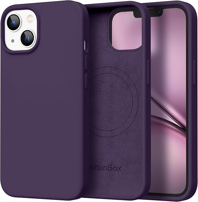 GolbinBox Magnetic for iPhone 15 Case, Compatible with MagSafe, [Soft Anti-Scratch Microfiber Lining], Slim Liquid Silicone Shockproof Protective Phone Case for iPhone 15 6.1 inch, Deep Purple by GolbinBox