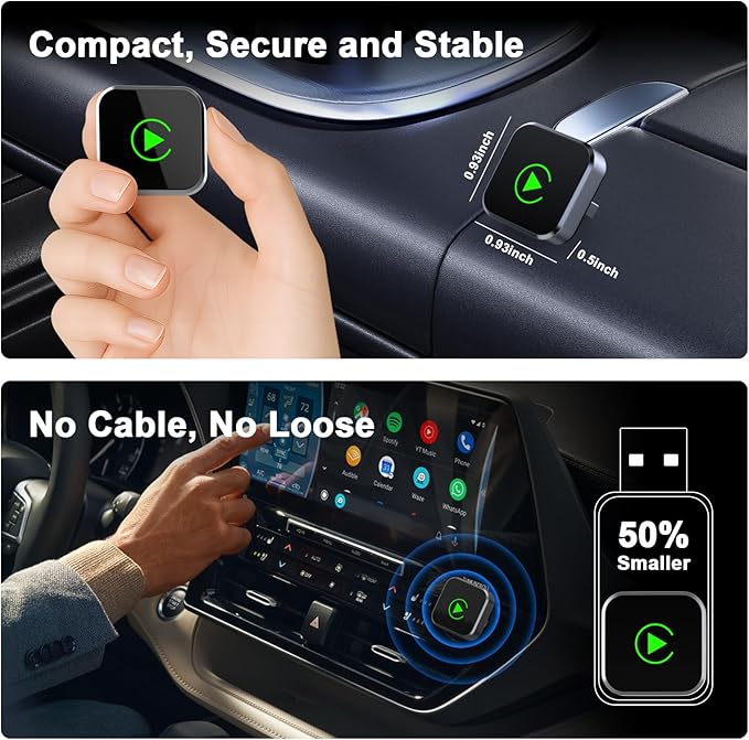 2-in-1 Wireless CarPlay for iPhone, Plug & Play CarPlay Dongle Converts Wired to Wireless, Fast Auto-Connect No Delay, Mini USB Design for Cars with Built-in Wired Apple CarPlay - Image 6