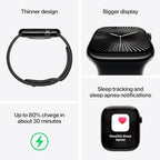 Apple Watch Series 10 [GPS + Cellular 42mm case] Smartwatch with Jet Black Aluminum Case with Black Sport Band - M/L. Fitness Tracker, ECG App, Always-On Retina Display, Water Resistant - Image 4