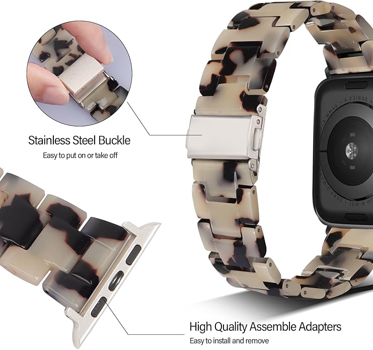 HOPO Compatible With Apple Watch Band 38mm 40mm 41mm 42mm 44mm 45mm 46mm 49mm,Resin Watch Strap Bracelet Wristband Fashion Lightweight Replacement For iWatch Bands Series 11 Ultra 10 9 8 7 6 5 4 3 2 1 SE for Women Men - Image 2