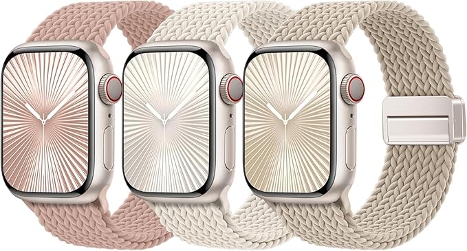 Braided Stretchy Bands Compatible with Apple Watch Bands 40mm 44mm 38mm 41mm 42mm 45mm 46mm 49mm Women Men, Soft Nylon Sport Strap with Magnetic Clasp for iWatch Series 11 10 9 8 SE 7 6 5 4 3 2 Ultra by JKD-CustomMetalBands