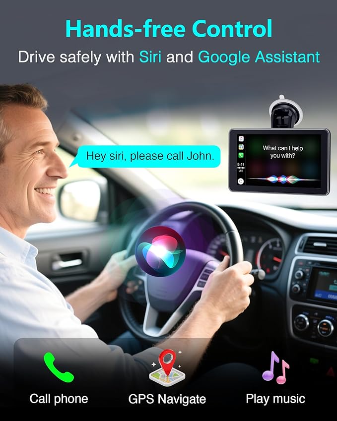 Thybro Portable Apple Carplay with Backup Camera: Plug-Play 15-Mins DIY Installation Carplay Screen - Compatible with 99% of Older Cars Upgraded - Wireless Seamless Connection for Apple/Android Auto - Image 5