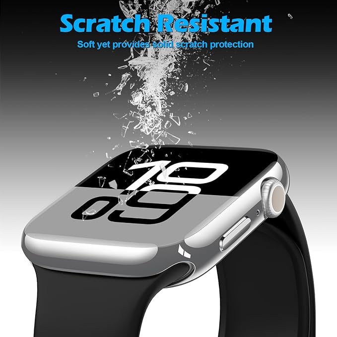 [2 Pack] JULK 42mm Silver Case with Screen Protector for New Apple Watch 11 (2025), Slim Guard Bumper, Full Coverage Soft TPU Protective Cover for iWatch Series 11/10 42mm (1 Silver + 1 Transparent) - Image 5
