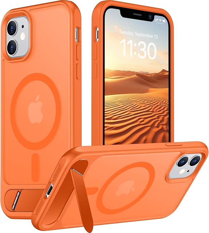 Temdan Magnetic Compatible with iPhone 11 Phone Case, [Built-in Invisible Kickstand][Compatible with MagSafe] [Military Grade Shockproof] Slim Translucent Matte Phone Case for iPhone 11 6.1" by Temdan