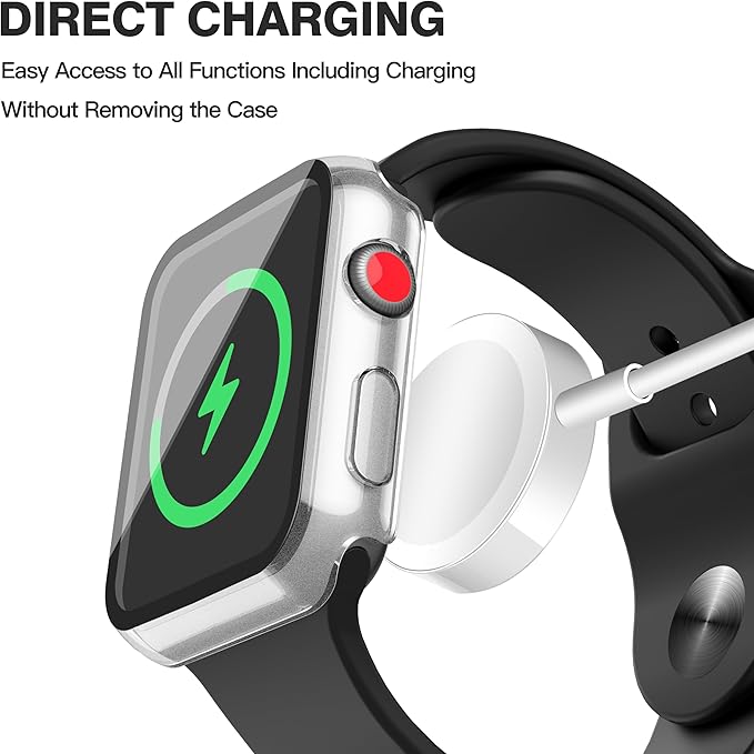 Misxi [2 Pack Waterproof Case with Button Designed for Apple Watch Series 3 Series 2 42mm, Anti-Fall Hard PC Cover with Tempered Glass Screen Protector for iWatch S3/S2, Matte Transparent - Image 6