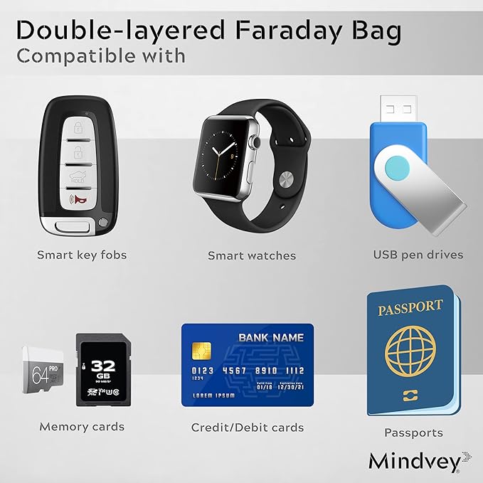 Faraday Bags for Car Key Fobs, Credit Cards, Smart Watches/Data Privacy, Electronic Device Security, Anti-Hacking Card Protection 5G RF & RFID Shielding (1, Pink) - Image 4