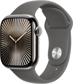 Apple Watch Series 10 [GPS + Cellular 42mm case] Smartwatch with Natural Titanium Case with Stone Grey Sport Band - S/M. Fitness Tracker, ECG App, Always-On Retina Display, Water Resistant by Apple