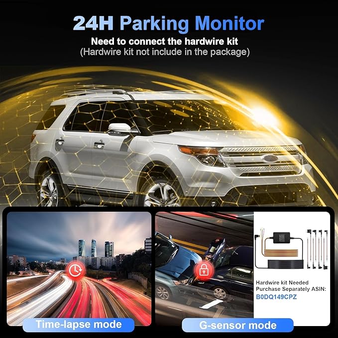 Dash Cam Front Rear,4K HD Dual Dash Camera for Cars,Included 64GB Card,Built-in Wi-Fi GPS 5G,170°Wide Angle,3.2" IPS Screen,Night Vision,Loop Recording,HDR,App Control,24H Parking Mode - Image 5