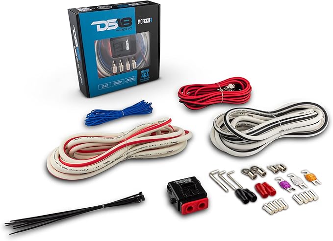 DS18 Hydro MOFCKIT4 4 Gauge Marine Tinned Amplifier Installation Wiring Kit – Up to 1800 Watts, OFC 100% Cooper by DS18