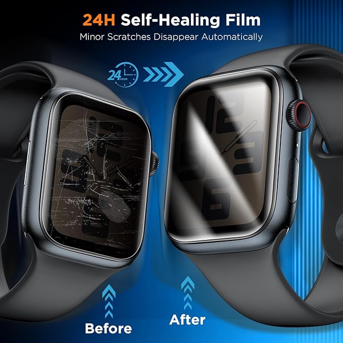 LK 4 Pack for Apple Watch Screen Protector 40mm Privacy, [Anti-Spy] Upgrade Soft TPU Film Apple Watch 40mm Screen Protector Series 6/5/4/SE, 3D Full Coverage, HD Ultra-thin Touch Sensitvie - Image 3