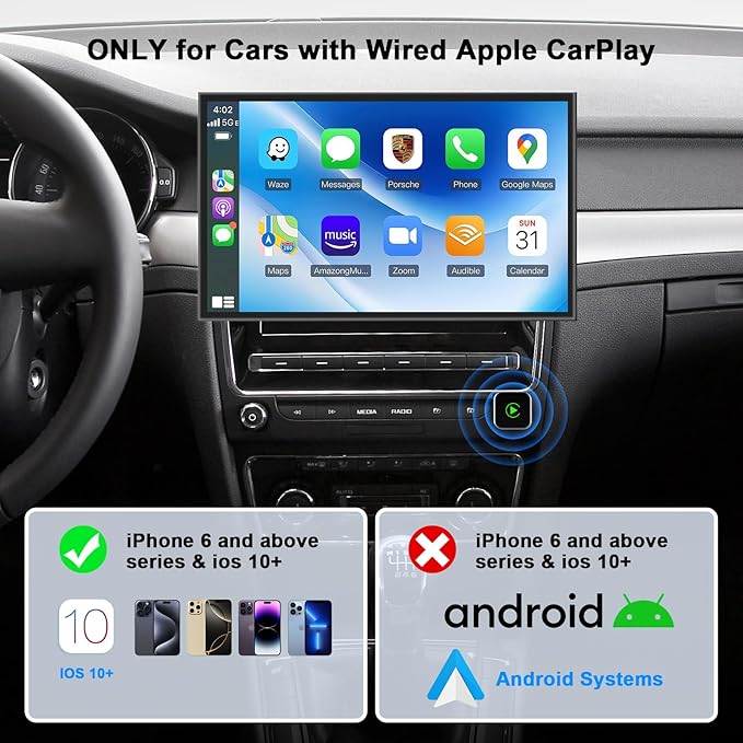 2-in-1 Wireless CarPlay for iPhone, Plug & Play CarPlay Dongle Converts Wired to Wireless, Fast Auto-Connect No Delay, Mini USB Design for Cars with Built-in Wired Apple CarPlay - Image 7