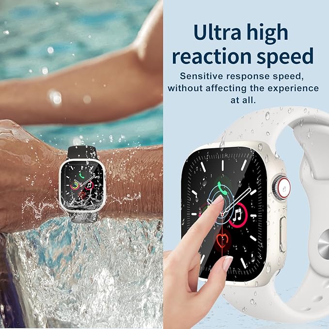 Waterproof Case for Apple Watch Series 10 Series 11 42mm Built-in Tempered Glass Screen Protector,[Slim Guard PC Bumper] [Touch Sensitive] Full Protective Face Cover Compatible iWatch Accessories - Image 6