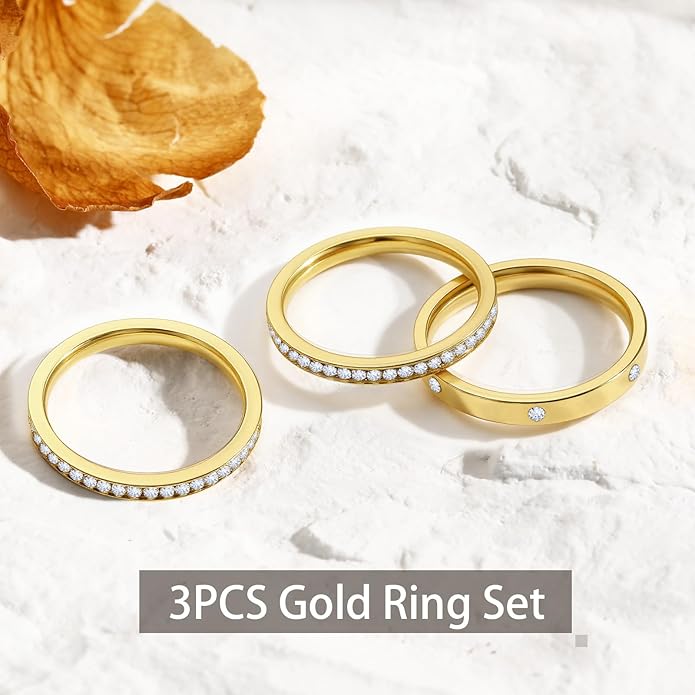 Emibele 3 Pack Stackable Rings for Oura Ring Gen 3/Oura Ring Gen 4, Stainless Steel No Tarnish Stacking Ring, Stack Cubic Zirconia Oura Stack Rings, Trendy Jewelry Gifts for Women - Image 6