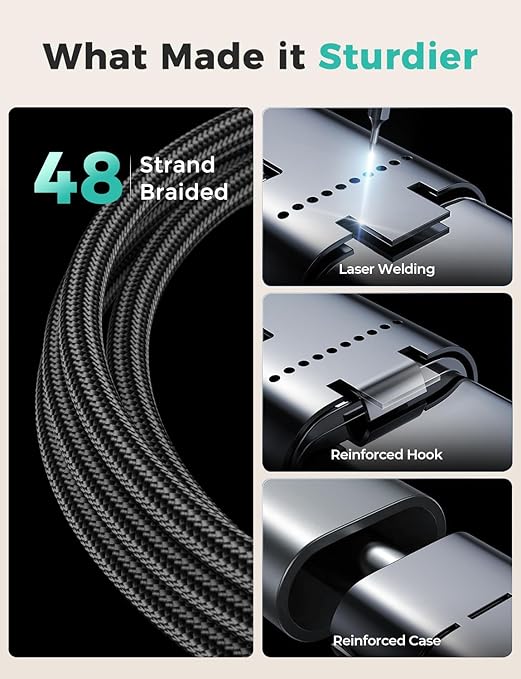 2Pack Travel Essentials,3 in 2 USB C Cable for Apple Watch Charger,iPhone Charger,Multi Charging Cable,Cruise Vacation Camping,Portable for iWatch Series 11-2/Ultra/SE & iPhone 17-12,Car,Black - Image 6