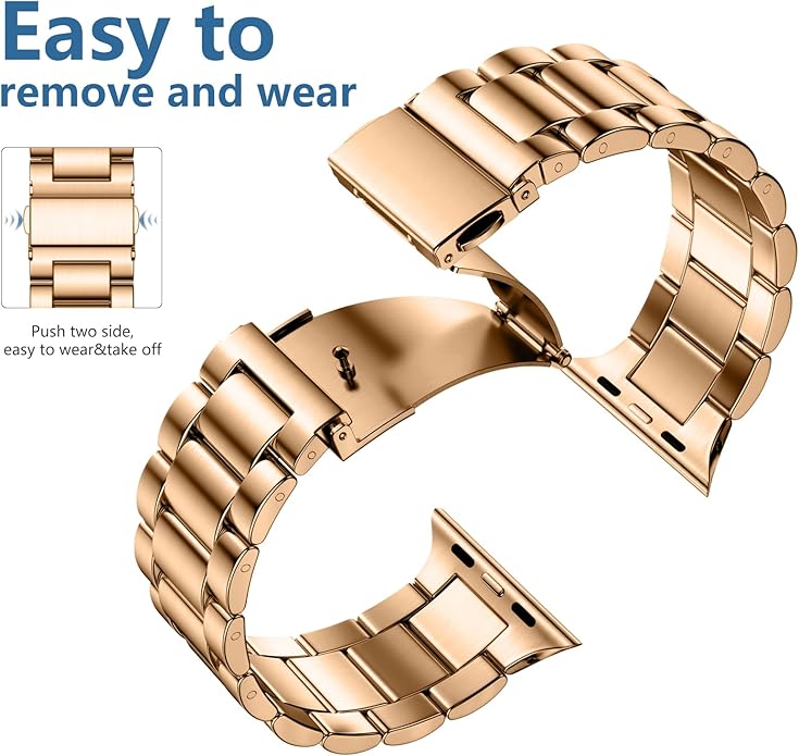 Lerobo Compatible with Apple Watch Band 44mm 42mm 40mm 38mm 41mm 45mm 46m 49mm, Solid Stainless Steel Metal Band with 2 Pack Protective Cover Case for iWtach Series 11 10 9 8 7 6 5 4 3 SE Ultra Men Women - Image 2