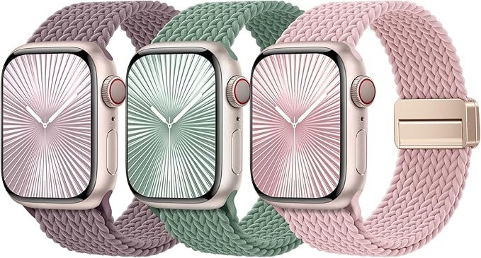Braided Stretchy Bands Compatible with Apple Watch Bands 40mm 44mm 38mm 41mm 42mm 45mm 46mm 49mm Women Men, Soft Nylon Sport Strap with Magnetic Clasp for iWatch Series 11 10 9 8 SE 7 6 5 4 3 2 Ultra by JKD-CustomMetalBands