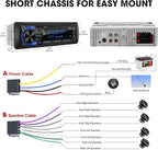 Single Din Car Stereo Bluetooth: 1-Din Car Radio Receiver - in Dash Digital Media MP3 Player LCD Display AM FM USB Fast Charging SD AUX 300W Amp Outputs - Image 6