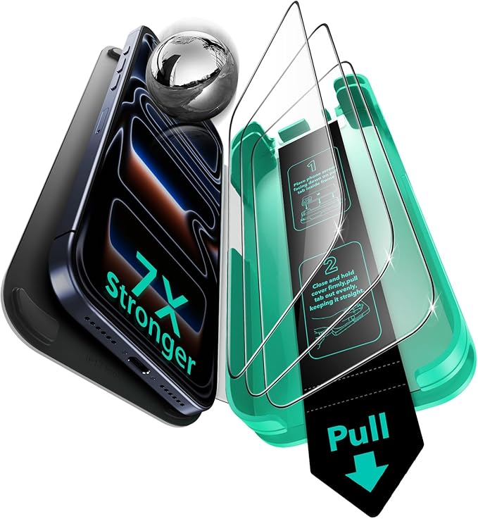 ESR 3 Pack 9H+ Glass for iPhone 17 Pro Screen Protector,[Military-Grade Shatterproof], with AR Anti-Reflective Technology, Armorite Ultra-Tough Tempered Glass with Ultra Fit Tray by ESR