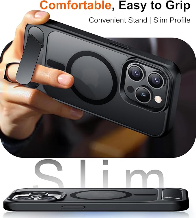 Temdan Magnetic Compatible with iPhone 15 Pro Case, [Built-in Invisible Kickstand][Compatible with MagSafe] [Military Grade Shockproof] Slim Translucent Matte Phone Case for iPhone 15 Pro 6.1" - Image 6